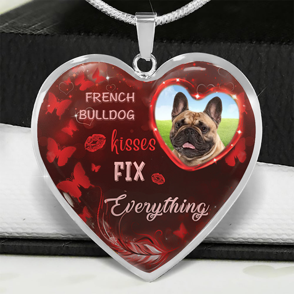 French Bulldog Kisses Fix Everything Necklace