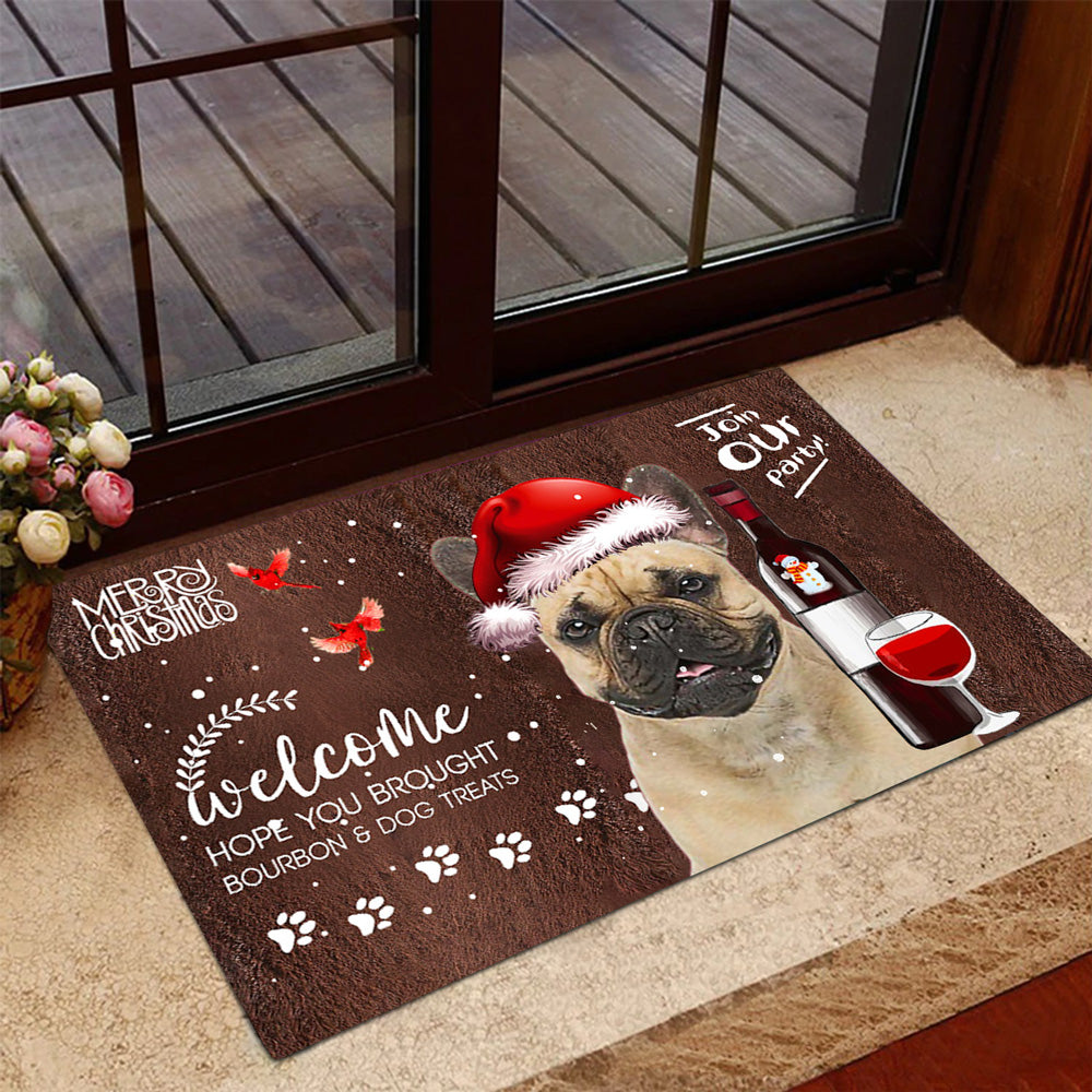 French Bulldog Join Our Party Christmas Doormat