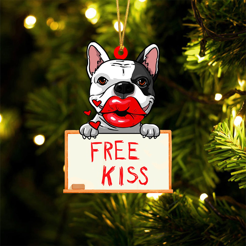 French-Bulldog Free Kiss Christmas Ornament