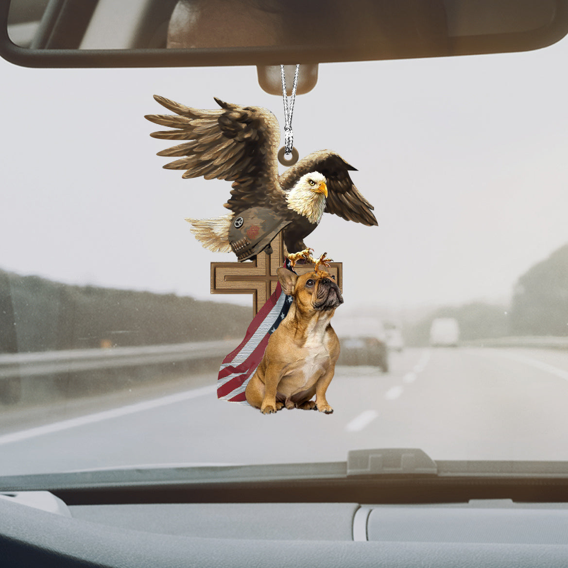 French-Bulldog And Eagle American Flag Ornament