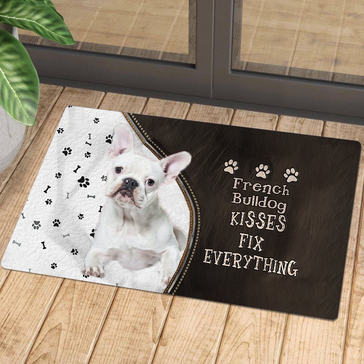 French Bulldog3 Kisses Fix Everything Doormat
