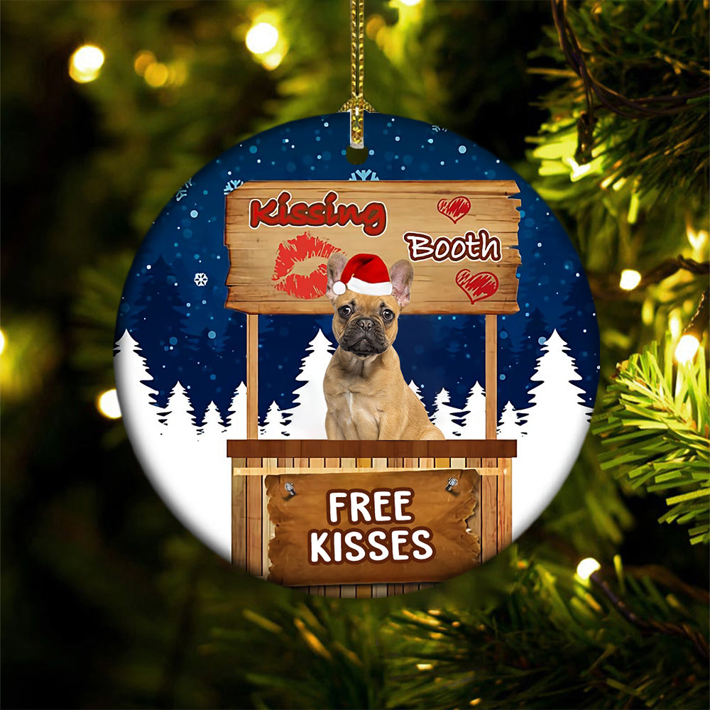 French Bulldog 2 Kissing Booth Christmas Ornament (porcelain)