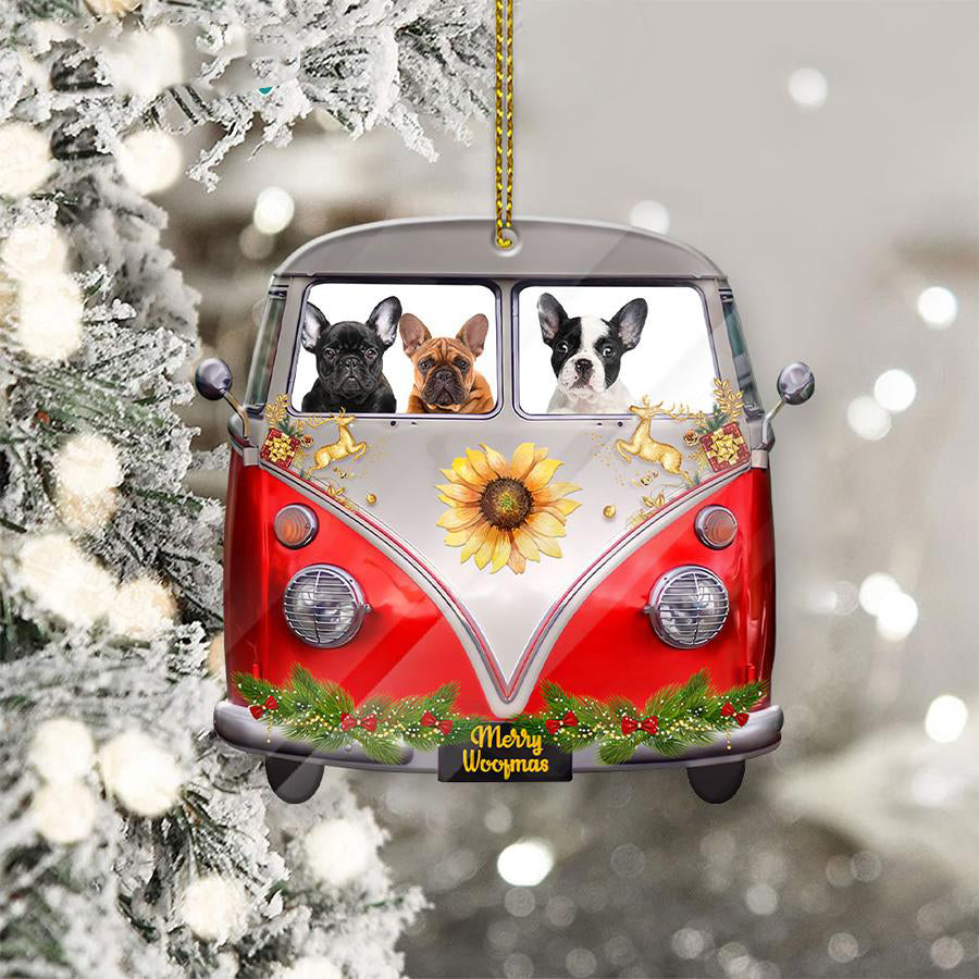 French Bulldog Sit On A Truck-Two Sided Ornament