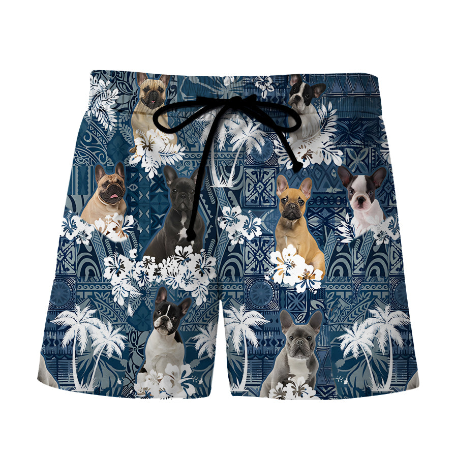 French Bulldog Beach Hawaiian Shorts