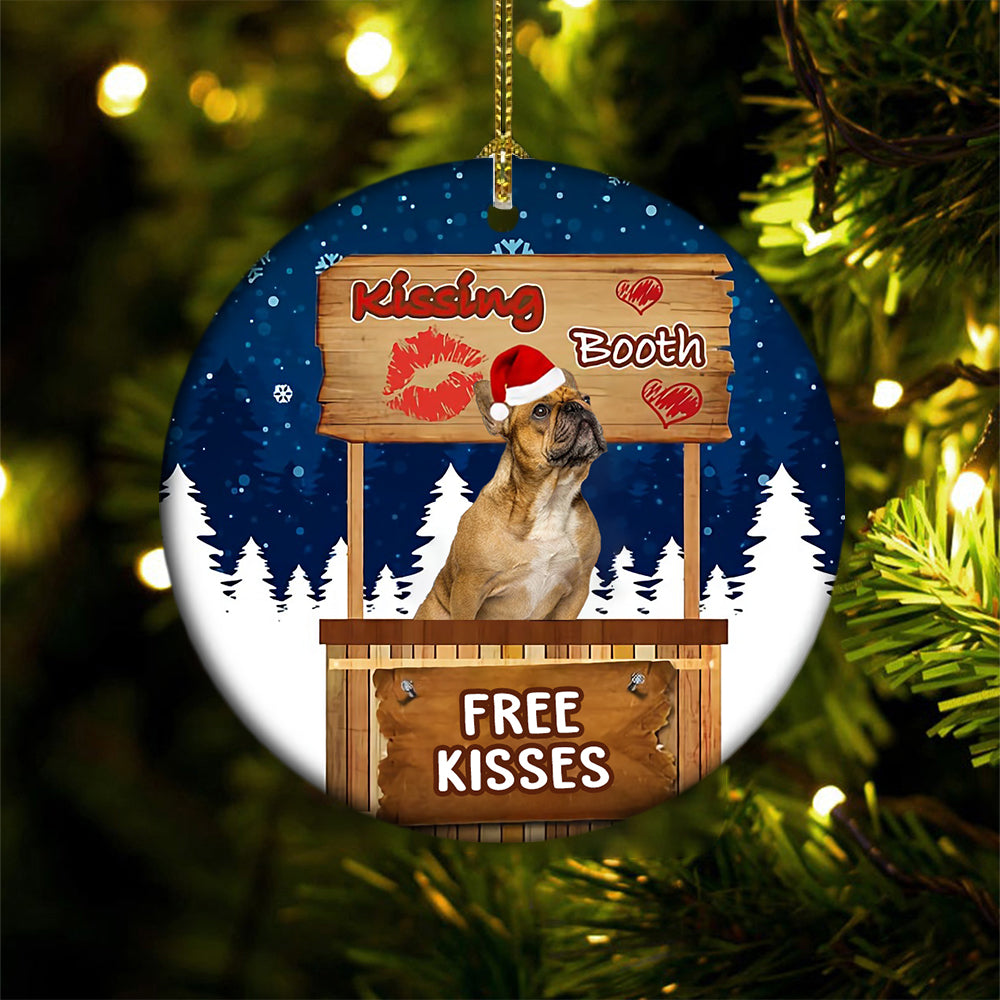 French Bulldog Kissing Booth Christmas Ornament (porcelain)