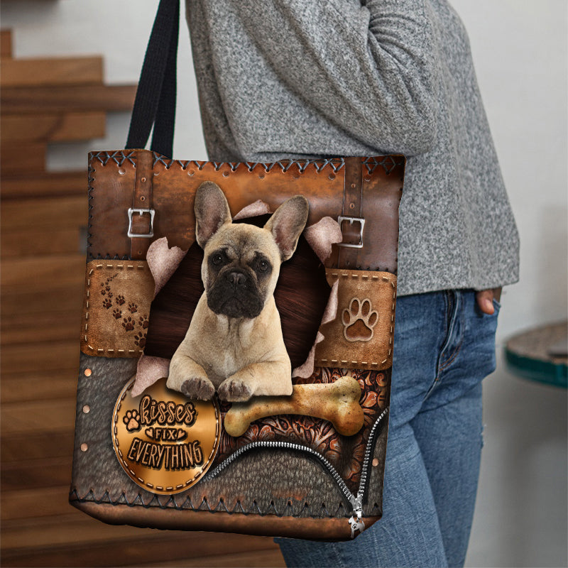 French Bulldog With Bone Retro Tote Bag