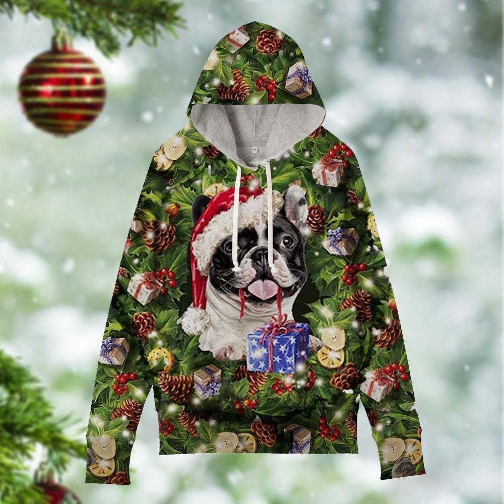French Bulldog Christmas Gift Cute All-Print Unisex Zipper Hoodie