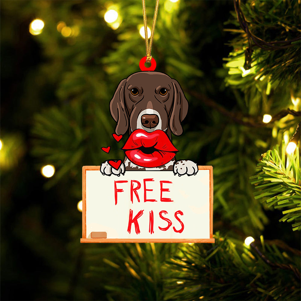 German-Shorthaired-Pointer Free Kiss Christmas Ornament