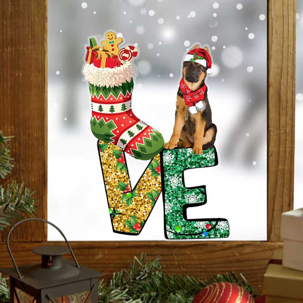 German Shepherd LOVE Christmas Stocking Sticker