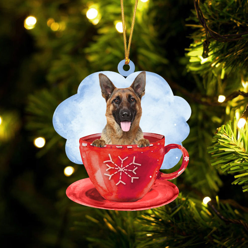 German Shepherd On The Cup Christmas Ornament