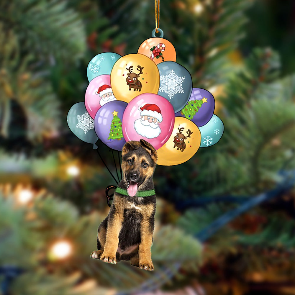 German Shepherd With Balloons Christmas Ornament