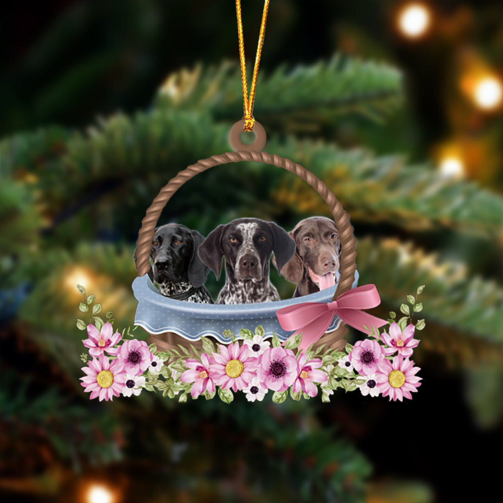 German Shorthaired Pointer Dogs In The Basket Ornament