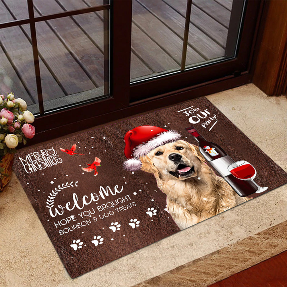 Golden Retriever Join Our Party Christmas Doormat