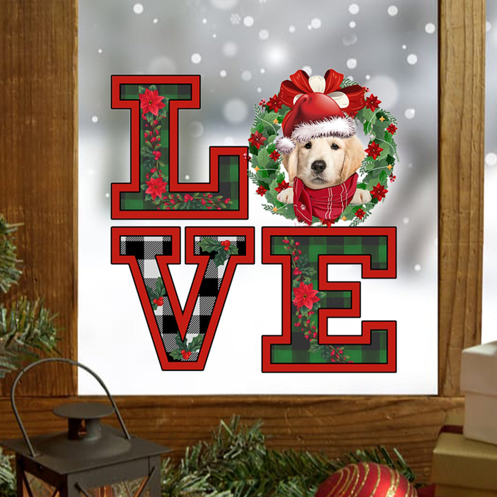 Love Golden Retriever Christmas Sticker