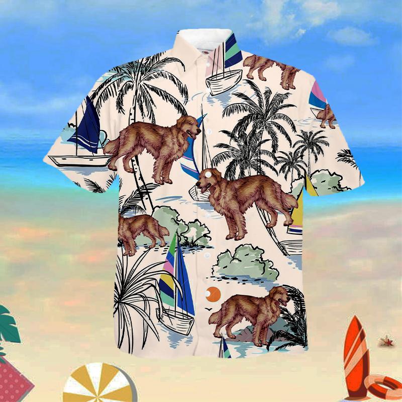 Golden Retriever Summer Beach Hawaiian Shirt