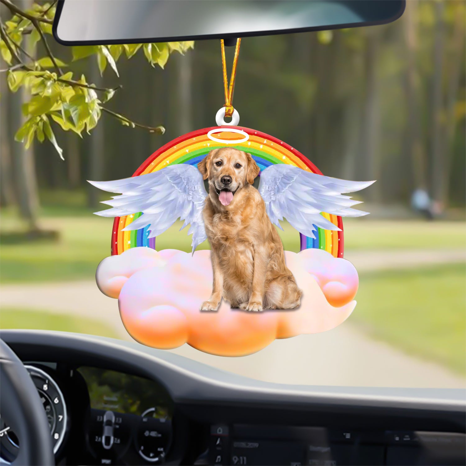 Golden Retriever With Angel Wings Memorial Ornament