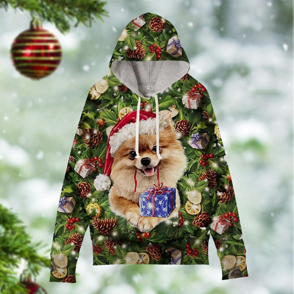 Golden Pomeranian Christmas Gift Cute All-Print Unisex   Hoodie