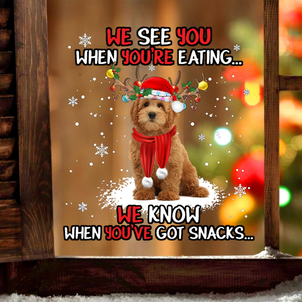 Goldendoodle We See You Christmas Sticker