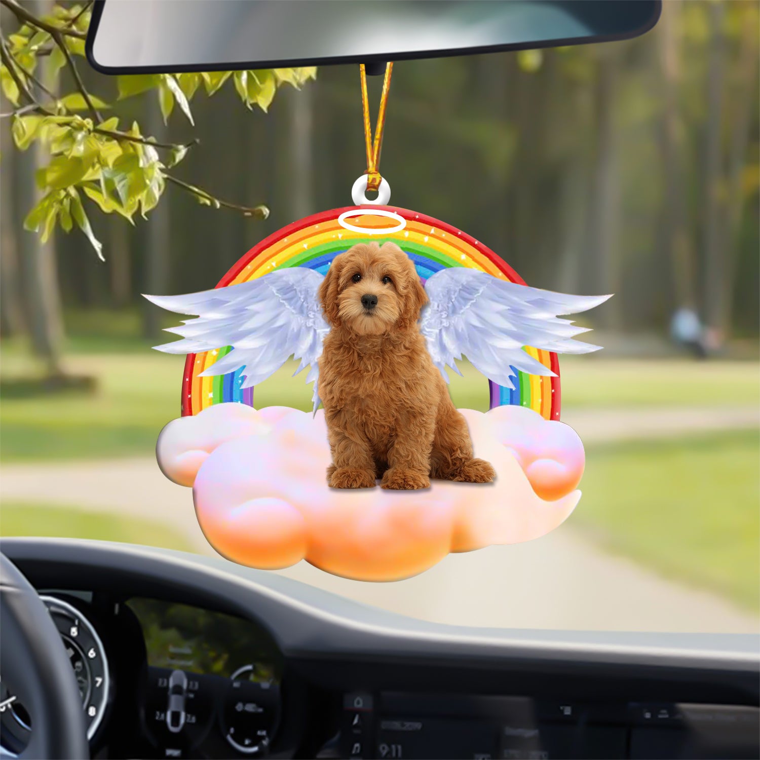 Goldendoodle With Angel Wings Memorial Ornament