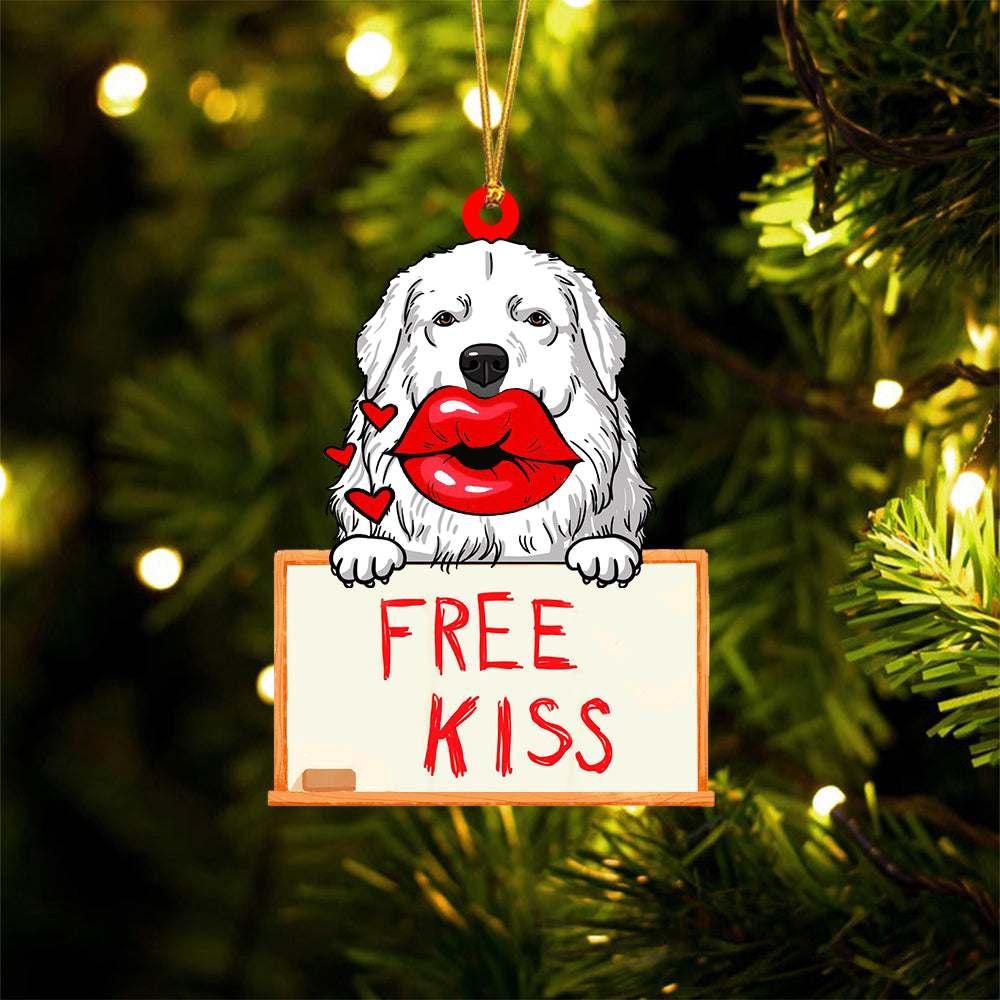 Great-Pyrenees Free Kiss Christmas Ornament