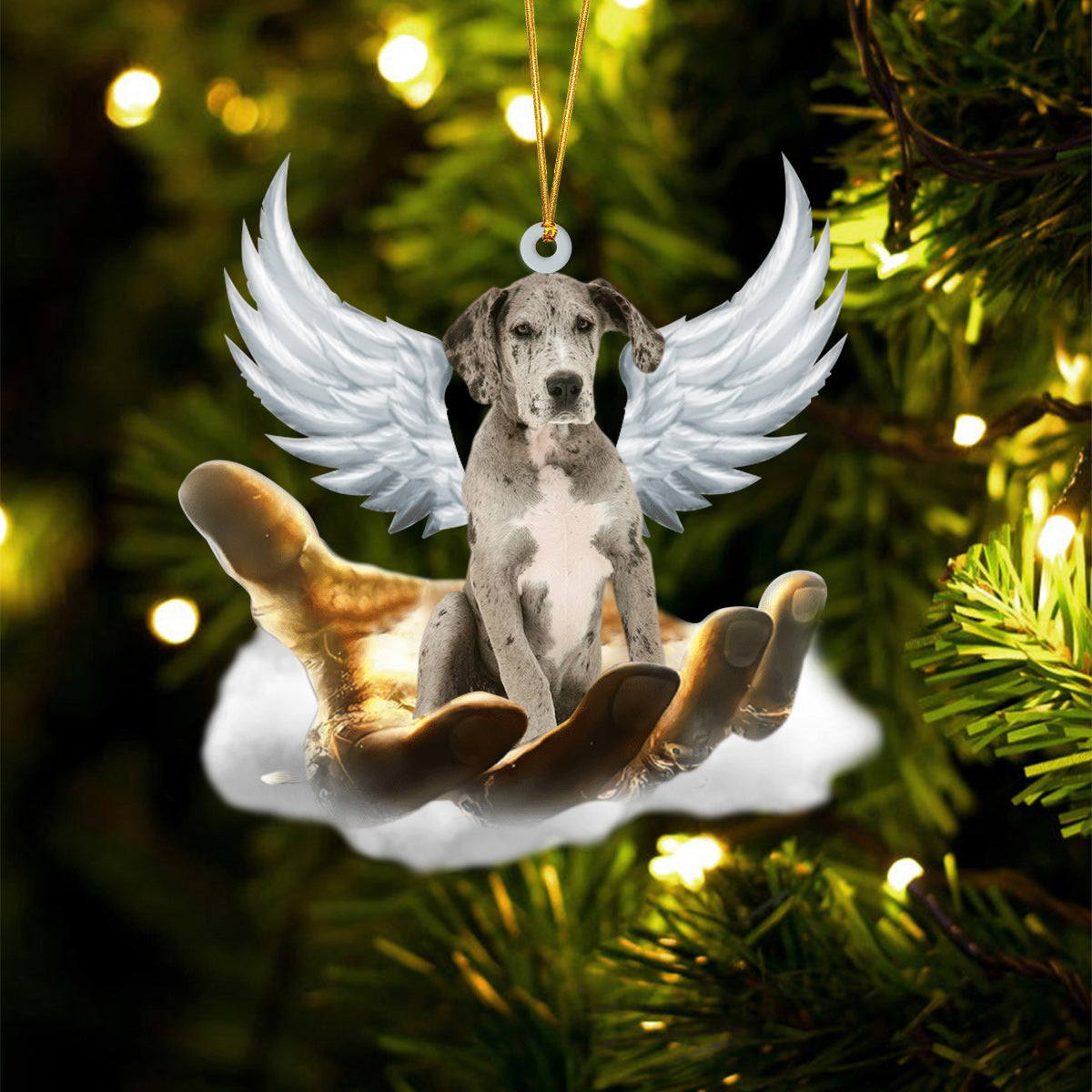 Great Dane On The Hands Of Jesus Ornament