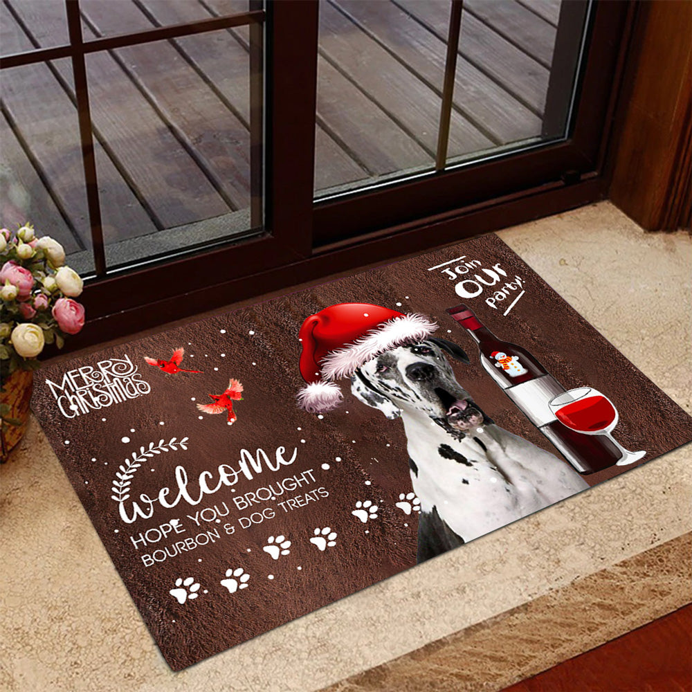 Great Dane Join Our Party Christmas Doormat