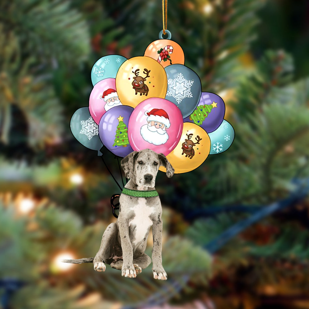 Great Dane With Balloons Christmas Ornament