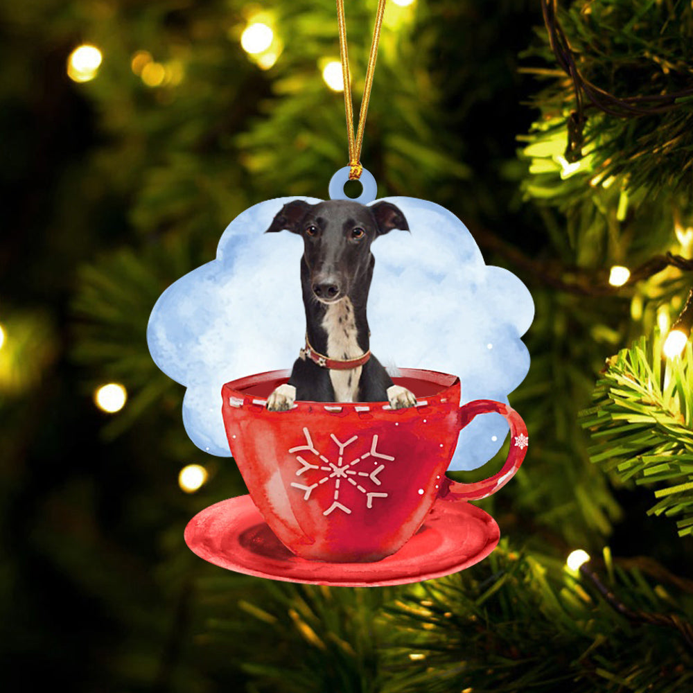 Greyhound On The Cup Christmas Ornament