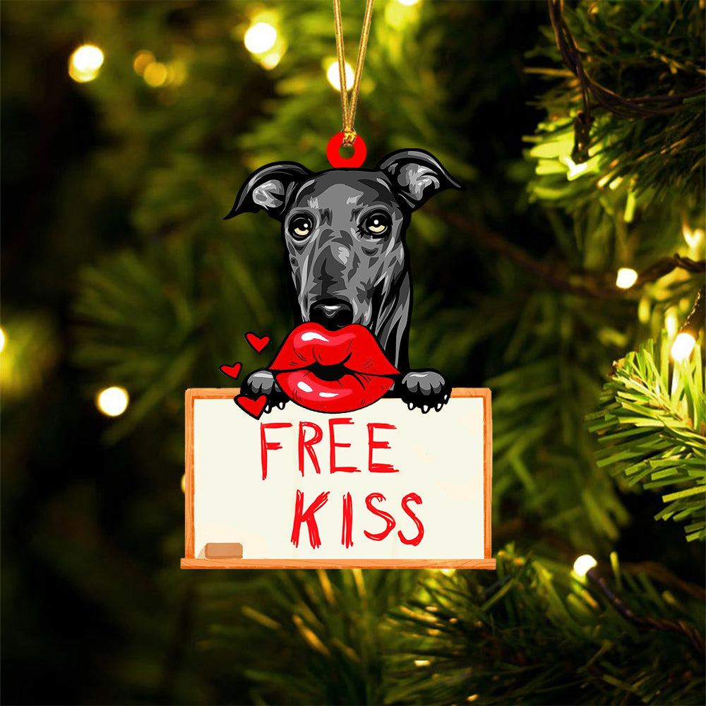 Greyhound Free Kiss Christmas Ornament