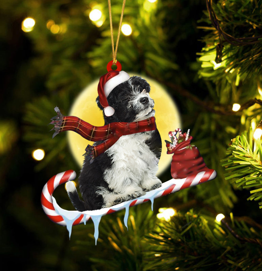 Havanese On The Candy Cane Christmas Ornament