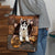 Husky With Bone Retro Tote Bag