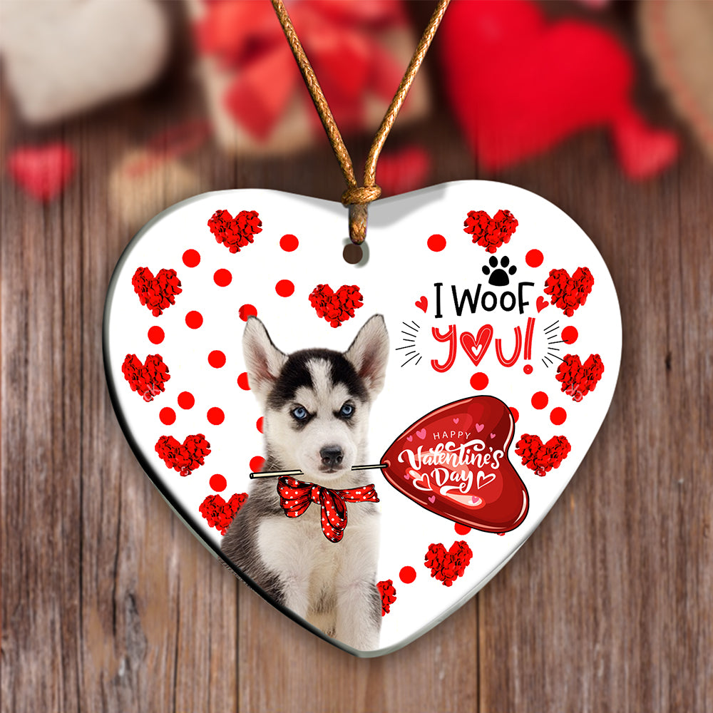 Husky Happy Valentine's Day Ornament (porcelain)