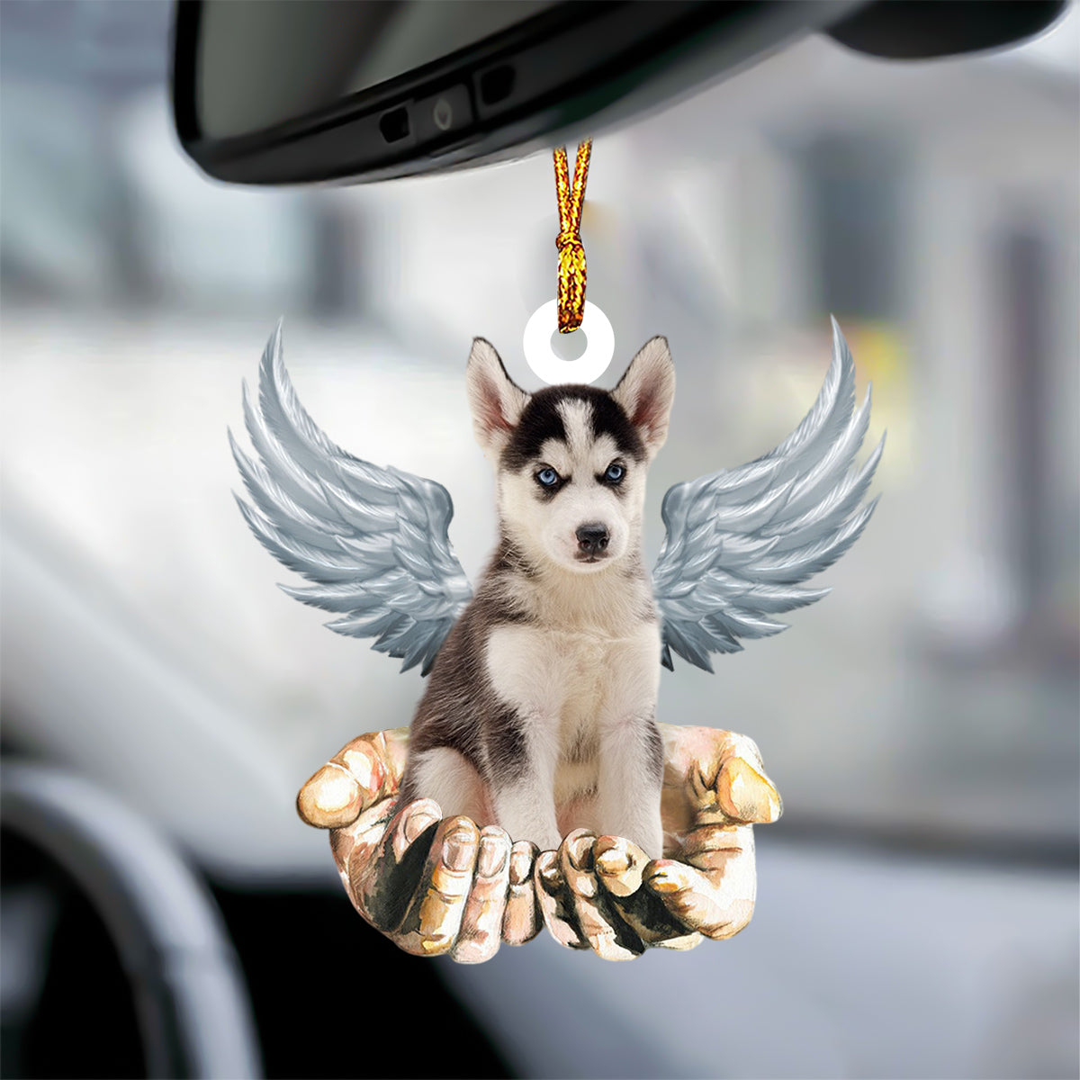 Husky Angel Dog Memorial Ornament
