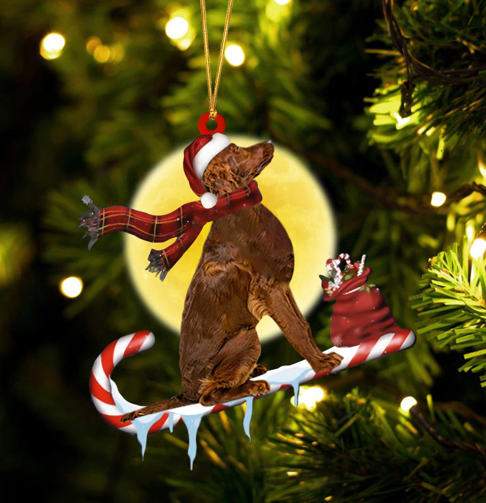 Irish-Setter On The Candy Cane Christmas Ornament