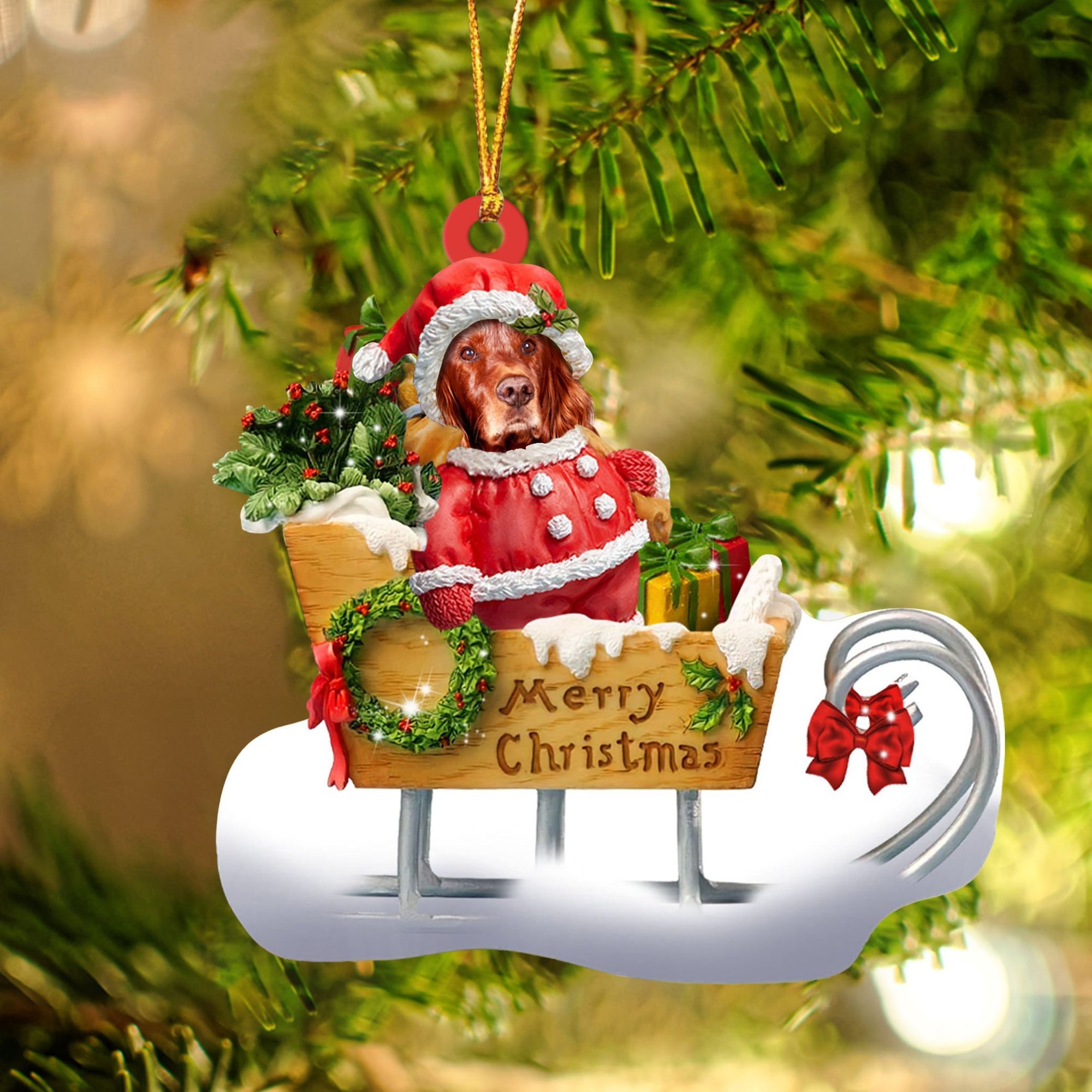 Irish Setter Merry Christmas Ornament