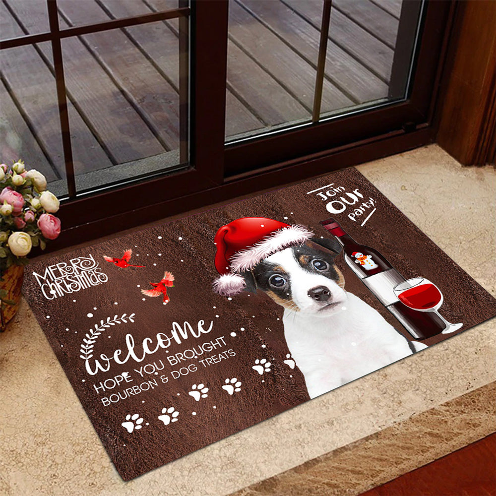 Jack Russell Terrier Join Our Party Christmas Doormat
