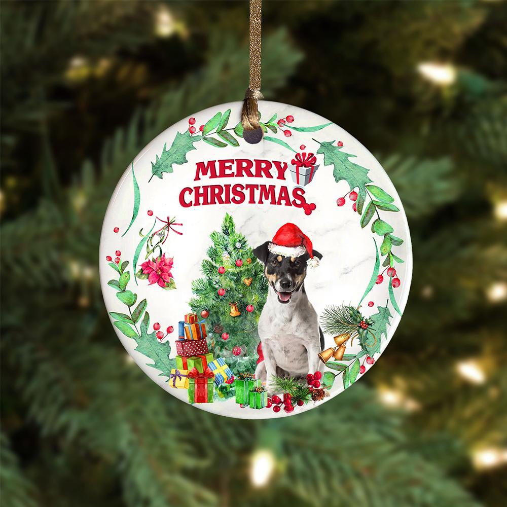 Jack-Russell-Terrier Tree Merry Christmas Ornament (porcelain)