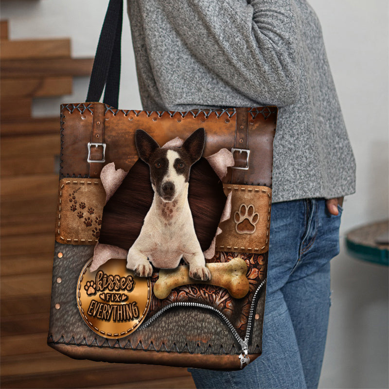 Jack Russell Terrier With Bone Retro Tote Bag