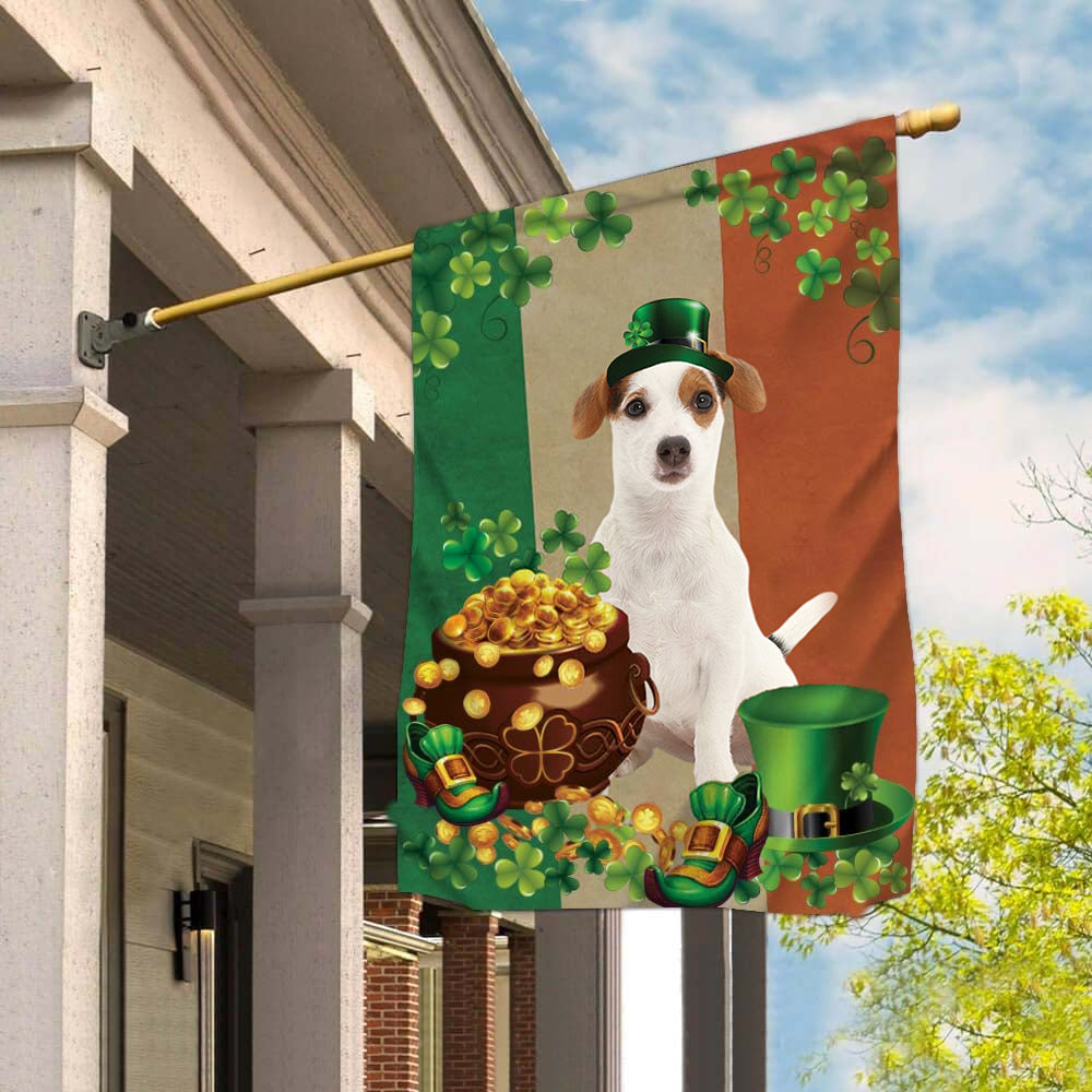 Jack Russell Terrier Hello Patrick Day Home Garden Flag