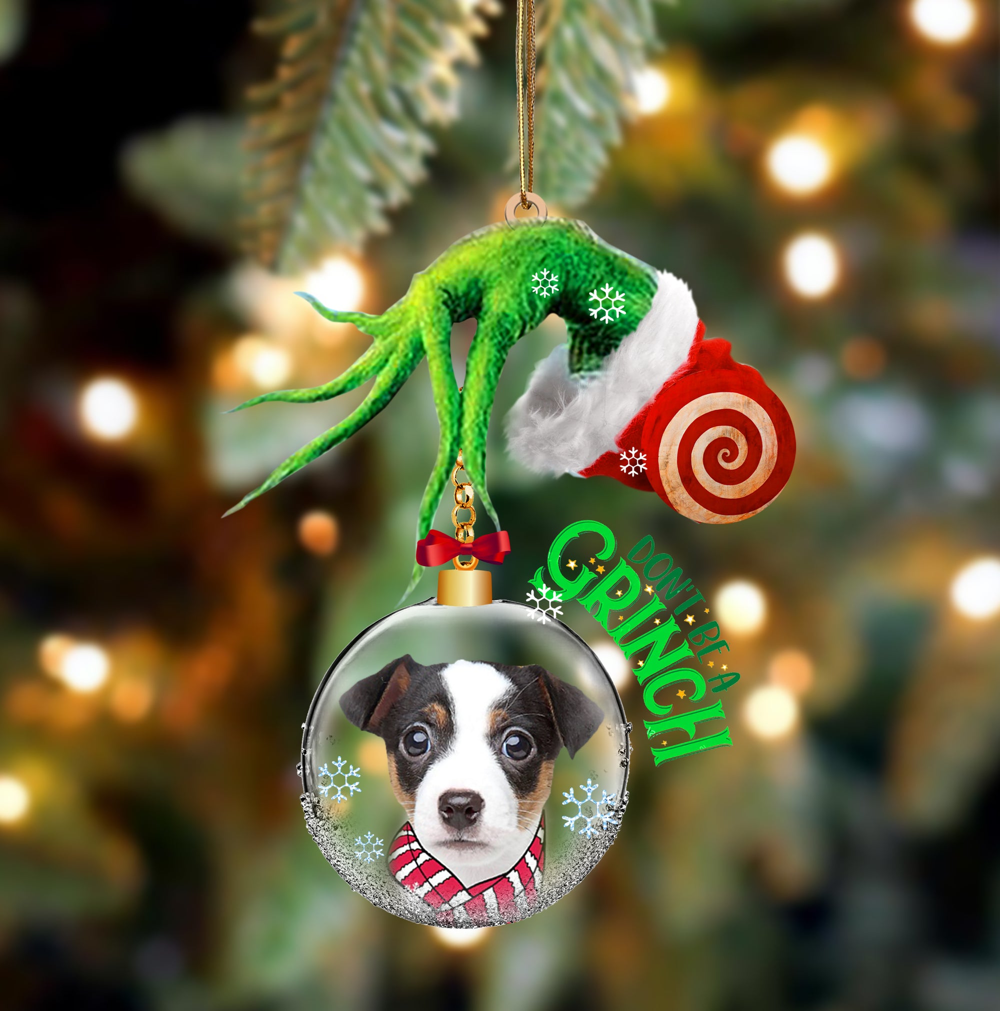 Jack Russell Terrier Don't Be A Grinch Christmas Ornament
