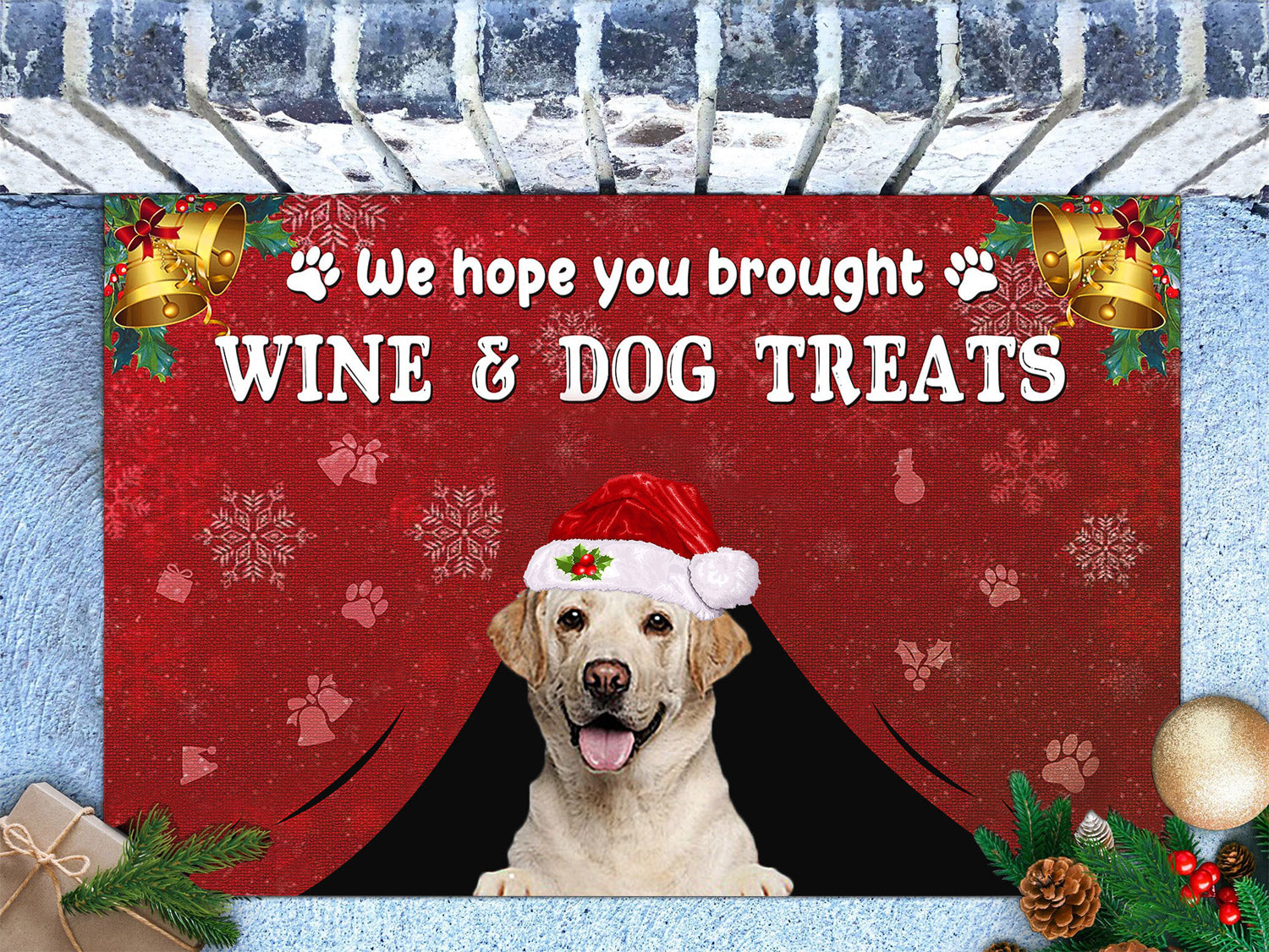 Labrador Retriever Wine & Dog Treats Christmas Doormat