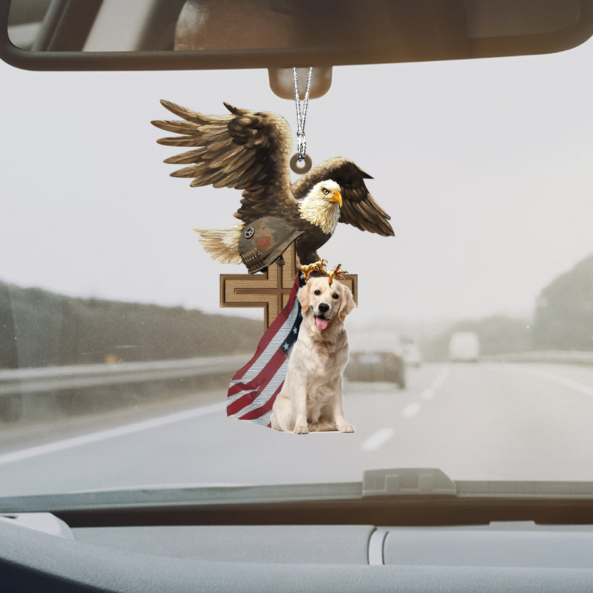 Labrador And Eagle American Flag Ornament