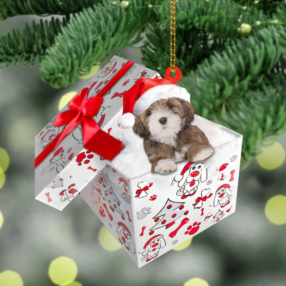 Lhasa-Apso In Gift Box Christmas Ornament