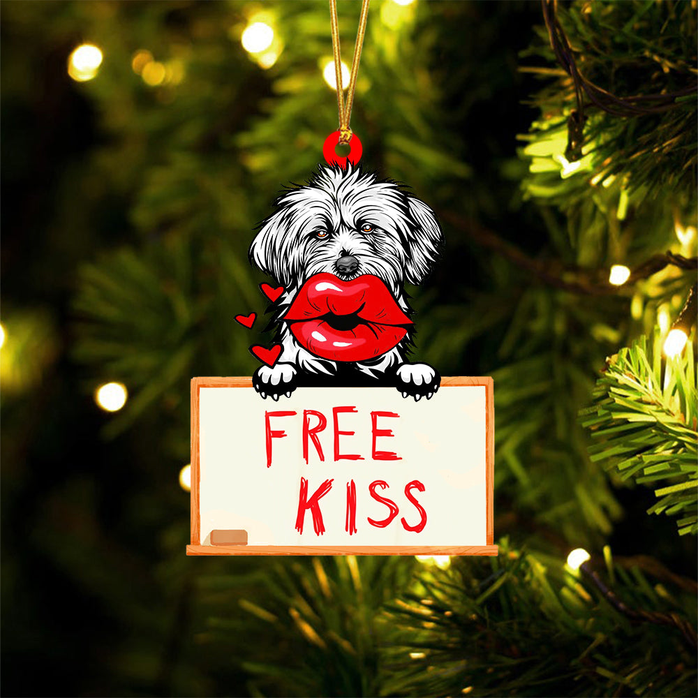 Lhasa-Apso Free Kiss Christmas Ornament
