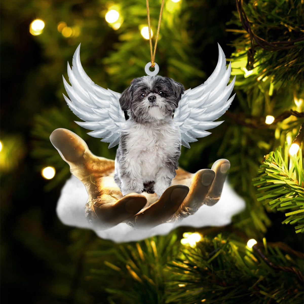 Lhasa Apso On The Hands Of Jesus Ornament