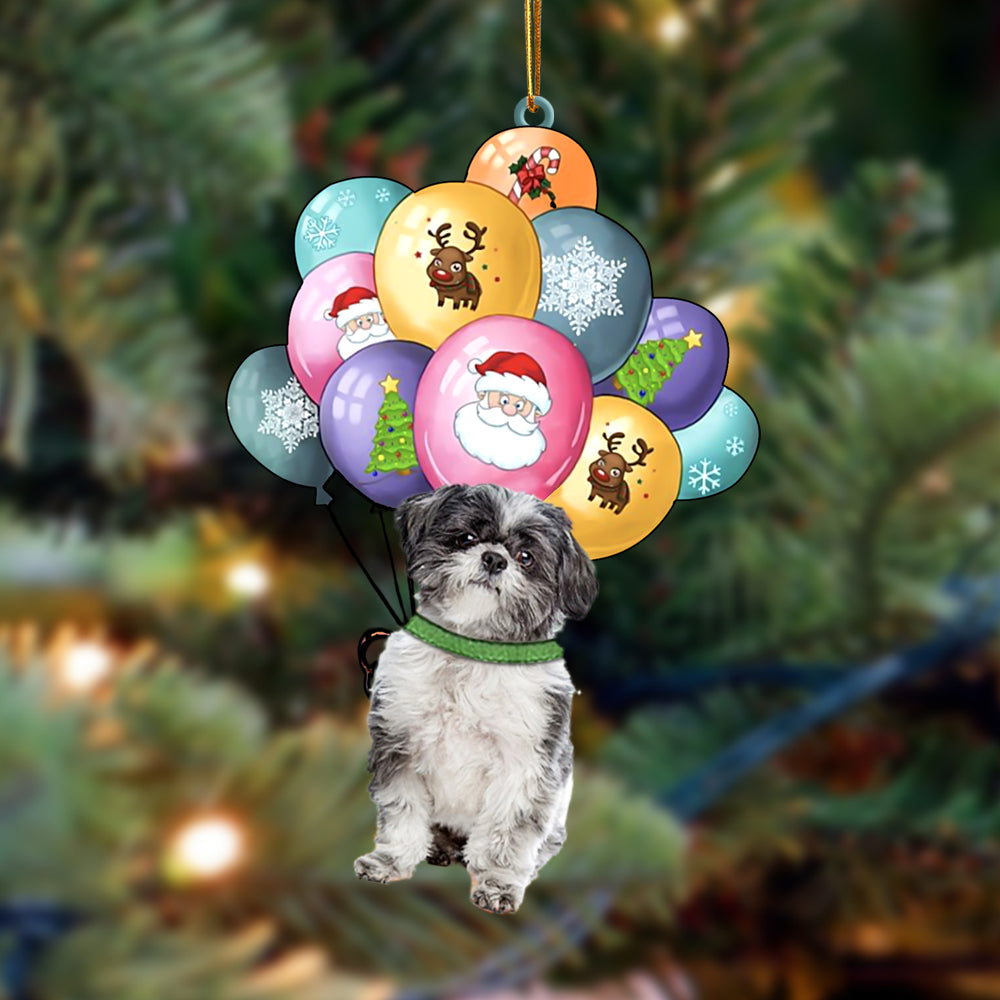 Lhasa Apso With Balloons Christmas Ornament