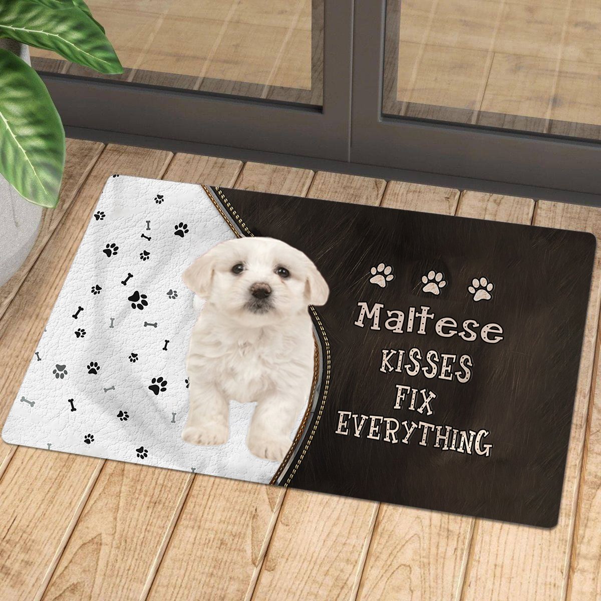 Maltese Kisses Fix Everything Doormat