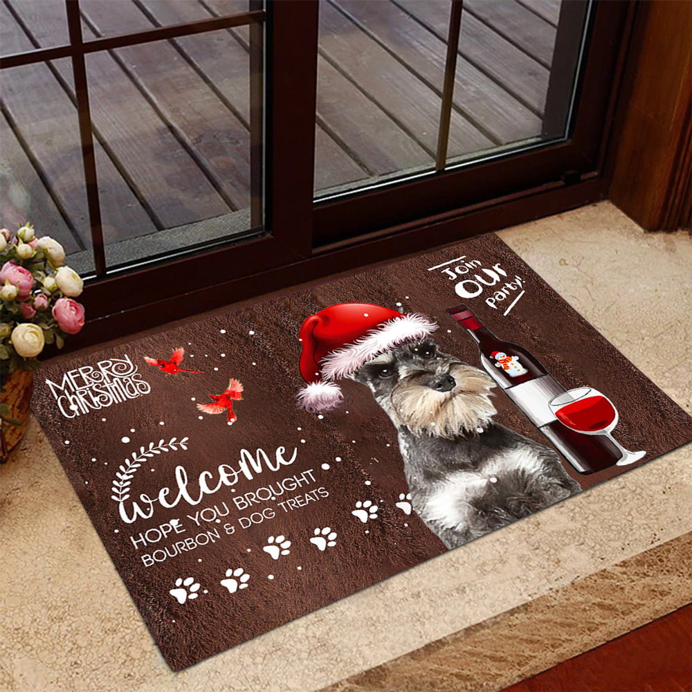 Miniature Schnauzer Join Our Party Christmas Doormat