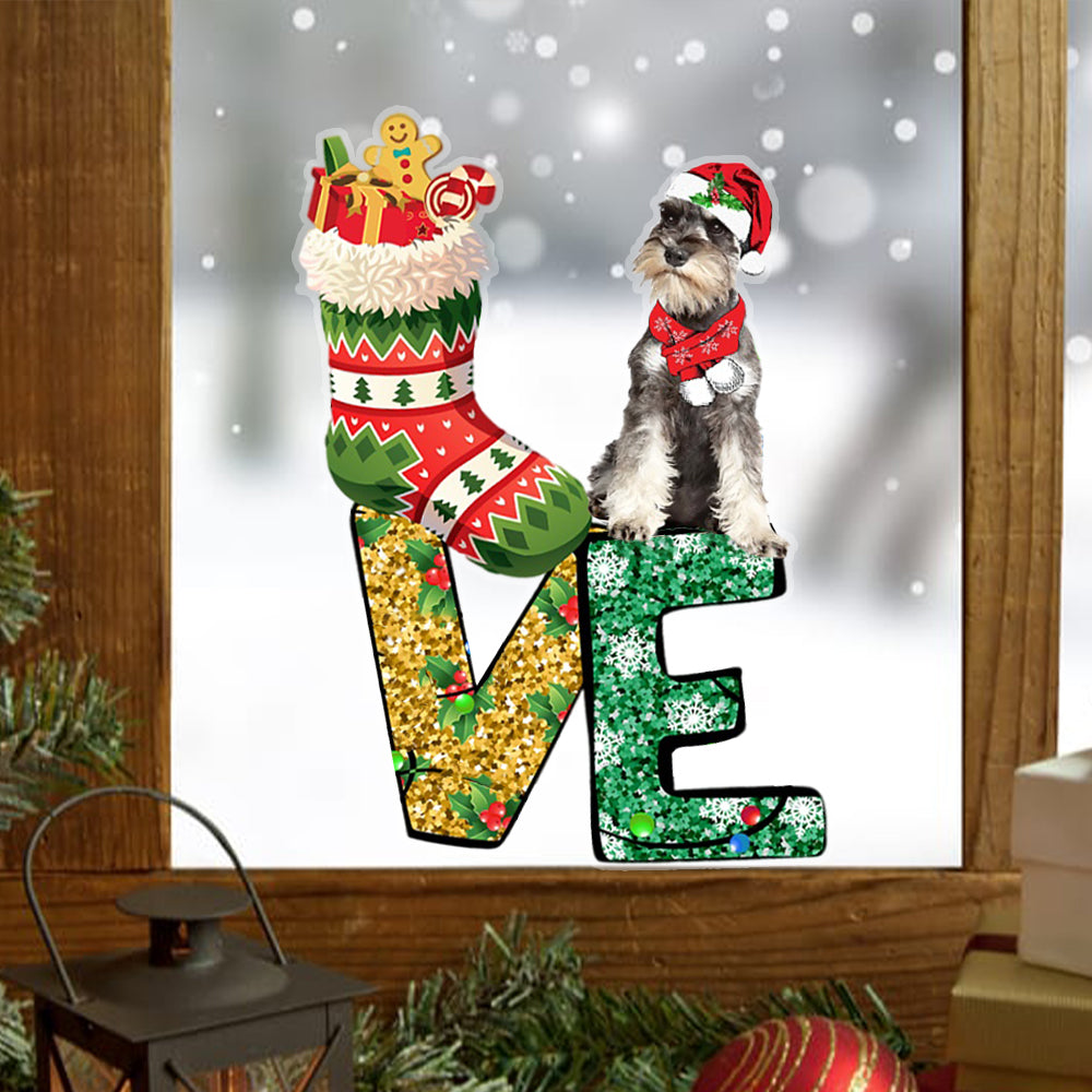 Miniature Schnauzer LOVE Christmas Stocking Sticker