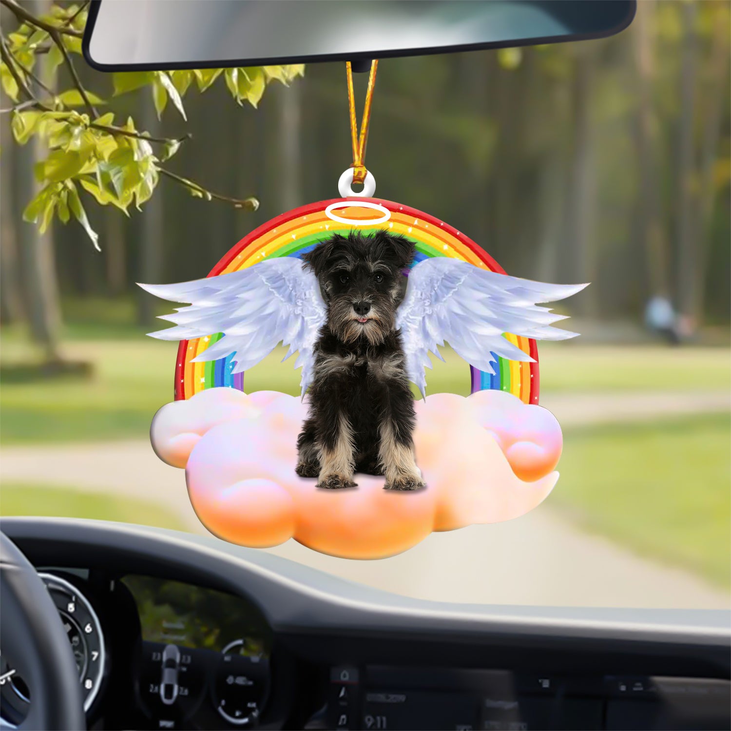 Miniature Schnauzer With Angel Wings Memorial Ornament